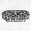 Moroccan Bone Inlay Oval Coffee Table Black 3