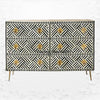 Bone Inlay Optical Chest 6 Drawers Black 1
