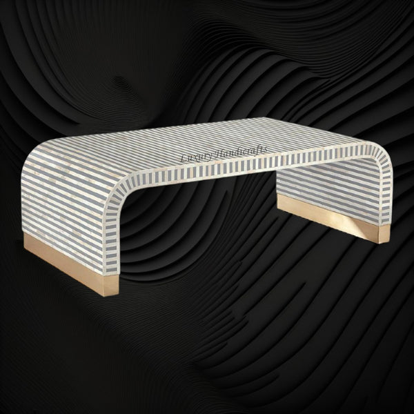 Waterfall Bone Inlay Coffee Table Grey