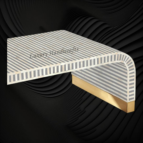 Waterfall Bone Inlay Coffee Table Grey