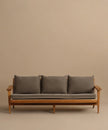 Breeze Teak Frame Sofa front view in taupe