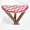 Brick Bone Inlay Side Table Red