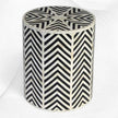 Sgabello Chevron con inserto in osso Nero