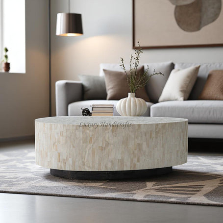 Buy Bone Inlay Oval Coffee Table