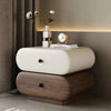 Cloud Two Drawer Wooden Bedside Table cream and walnut drawers on a bedside