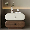 Cloud Two Drawer Wooden Bedside Table cream drawers styled with a lamp