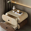 Cloud Two Drawer Wooden Bedside Table with the top drawer open