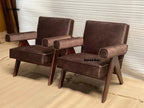 Compass V-Leg Upholstered Wooden Armchair pair angled view