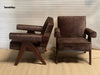 Compass V-Leg Upholstered Wooden Armchair pair side by side