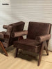 Compass V-Leg Upholstered Wooden Armchair angled pair view