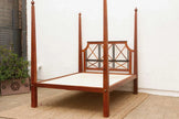 Cottage Lattice Four Poster Solid Wood Bed bare frame at an angle