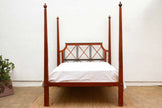 Cottage Lattice Four Poster Solid Wood Bed with a white mattress