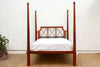 Cottage Lattice Four Poster Solid Wood Bed with a white mattress