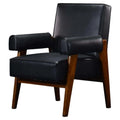 Counsel Bolster Arm Wooden Armchair in black upholstery