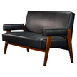 Counsel Upholstered Wooden Sofa in black upholstery