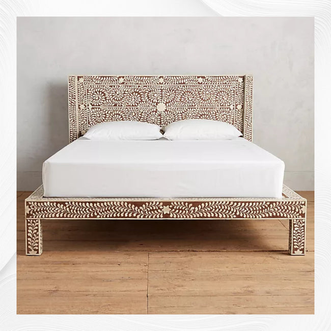 Cozy Bone Inlay Bed Brown