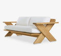 Cross Leg Wide Arm Wooden Sofa angled view