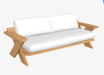 Cross Leg Wide Arm Wooden Sofa front angle