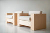 Cubo Low Wooden Lounge Chair Set of 2 pair angled view