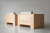 Cubo Low Wooden Lounge Chair Set of 2 pair three-quarter view