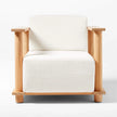 Cylinder Arm Solid Teak Lounge Chair front view