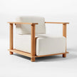 Cylinder Arm Solid Teak Lounge Chair angled view