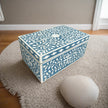 Blue Bone Inlay Storage Box - Floral Design