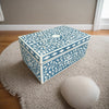 Blue Bone Inlay Storage Box - Floral Design