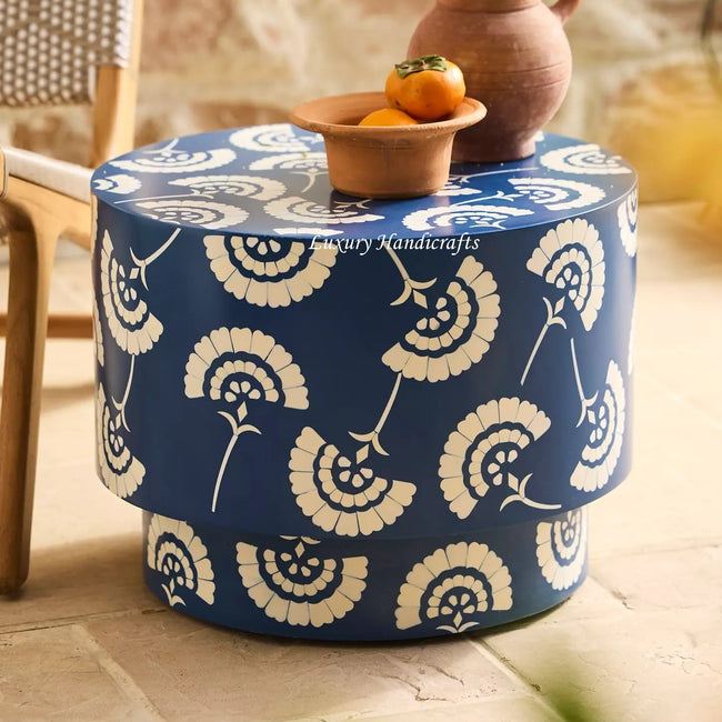 Hexa Bone Inlay Couchtisch Blaugrün