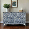 Dark Blue Mother of Pearl Inlay Chest Of 7 Drawers 1