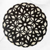 Mesa auxiliar redonda con diseño de diamantes con incrustaciones de hueso, color negro