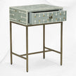 Table de nuit avec incrustation d'os à points, vert