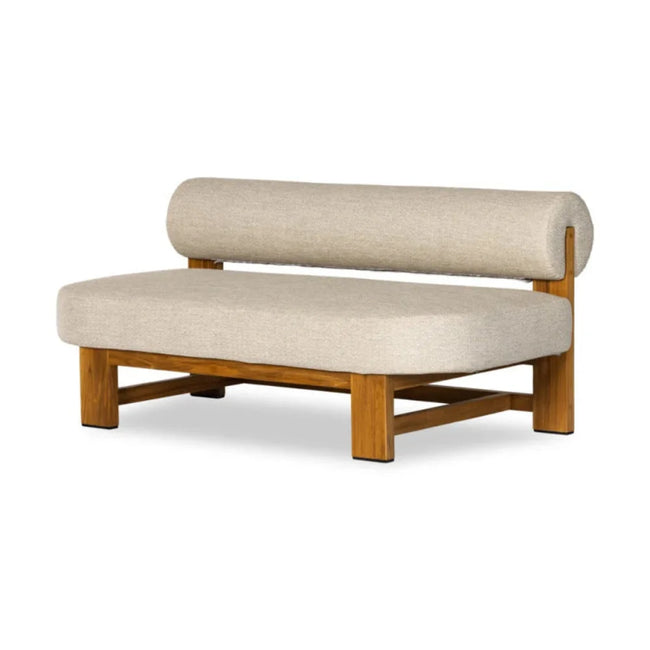 Drum Bolster Arm Wooden Sofa front angle