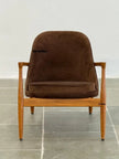 Elsa Wooden Lounge Armchair with Ottoman front view