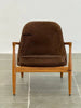 Elsa Wooden Lounge Armchair with Ottoman front view