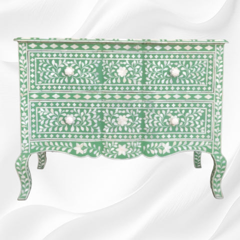 Estelle Bone Inlay 2 Drawer Chest Green 1