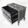 Cassettiera con 2 cassetti curvi e design floreale con intarsio in madreperla nera