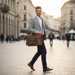 Ezra 16 Inches Hunter Leather Laptop Bag Brown