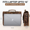 Ezra 16 Inches Hunter Leather Laptop Bag Brown