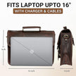 Ezra 16 Inches Hunter Leather Laptop Bag Mulberry