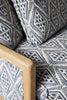 Fiora Upholstered Wooden Chaise Settee arm and fabric detail