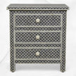 Bone Inlay Fishscale 3 Drawer Bedside Black