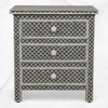 Bone Inlay Fishscale 3 Drawer Bedside Black