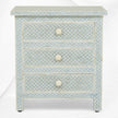 Fishscale Bone Inlay 3 Drawer Bedside Mint Green