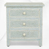 Fishscale Bone Inlay 3 Drawer Bedside Mint Green