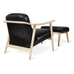 Fjord Upholstered Wooden Lounge Armchair in black with ottoman