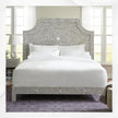 Letto king size con intarsio in osso floreale in grigio