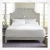 Letto king size con intarsio in osso floreale in grigio