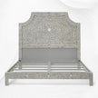 Letto king size con intarsio in osso floreale in grigio