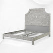 Letto king size con intarsio in osso floreale in grigio